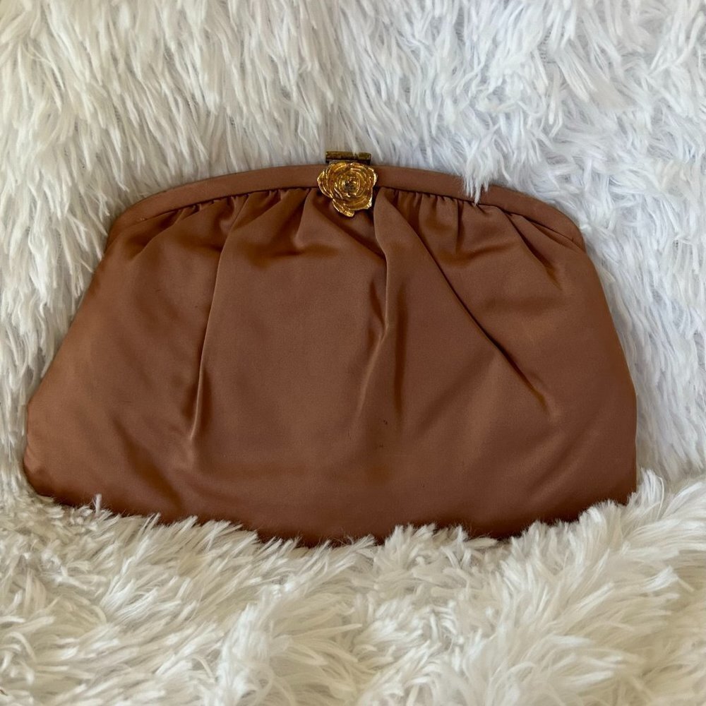 Stylemark By Mutterpearl Clutch VTG Made in USA Purse Tan Minimalist Old Money